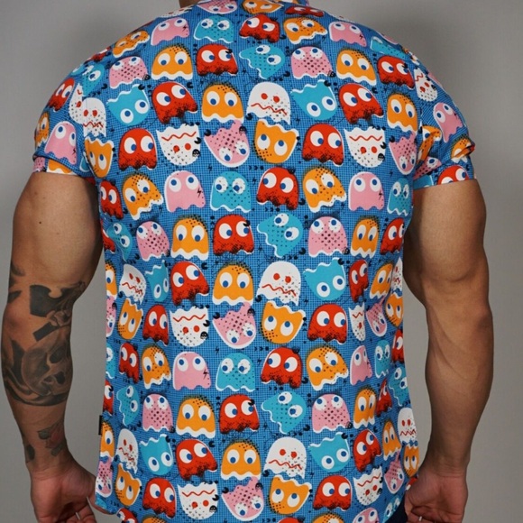 MEN'S PAC-MAN PHAT FARM SHORT SLEEVE SHIRT SIZE Small abstract maximalist - Picture 3 of 9